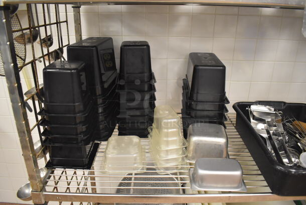 Metal 4 Tier Wire Shelving Unit w/ Contents Including Utensils, Poly Drop In Bins and Cutting Boards on Commercial Casters. BUYER MUST DISMANTLE. PCI CANNOT DISMANTLE FOR SHIPPING. PLEASE CONSIDER FREIGHT CHARGES. 60x24x78. (Restaurant Kitchen) - Image 4 of 10
