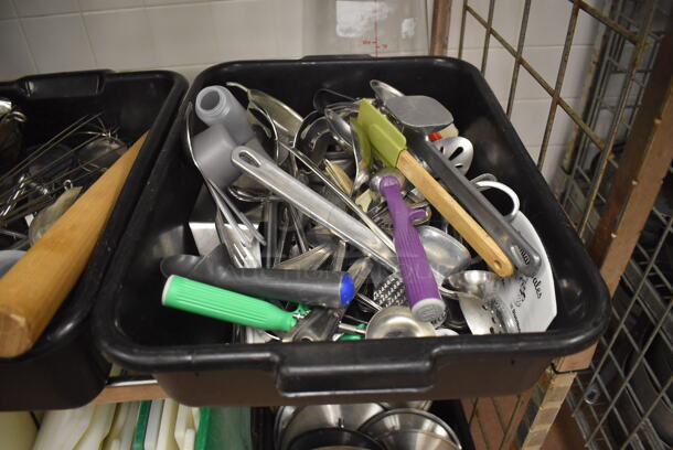 Metal 4 Tier Wire Shelving Unit w/ Contents Including Utensils, Poly Drop In Bins and Cutting Boards on Commercial Casters. BUYER MUST DISMANTLE. PCI CANNOT DISMANTLE FOR SHIPPING. PLEASE CONSIDER FREIGHT CHARGES. 60x24x78. (Restaurant Kitchen) - Image 6 of 10