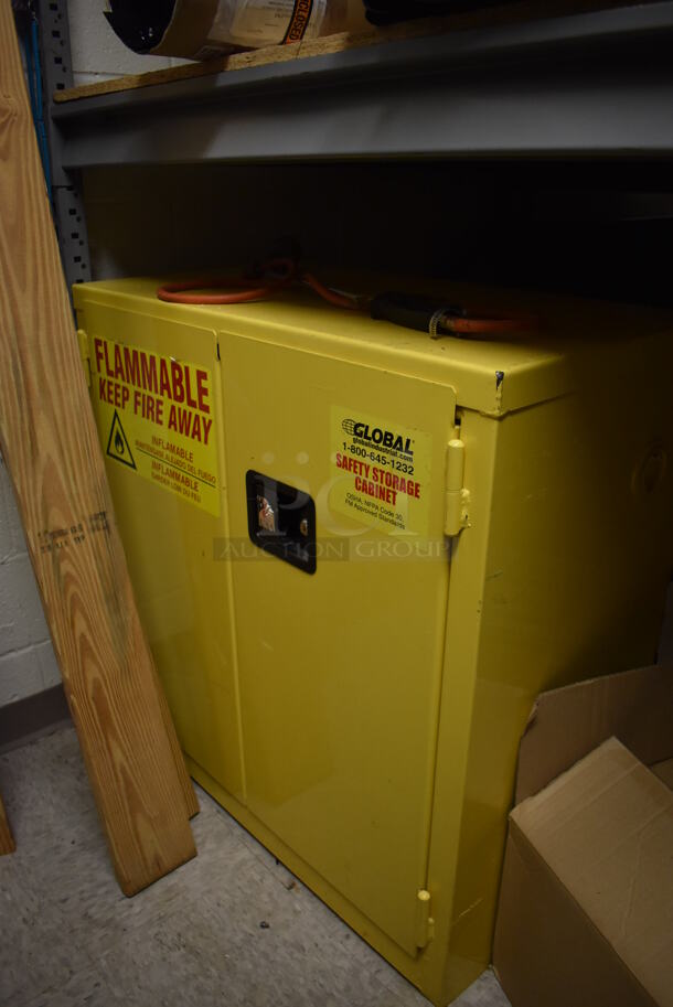 Gray Metal Shelving Unit w/ Contents Including Lightbulbs and Safety Storage Cabinet. BUYER MUST REMOVE. Includes 100x49x96. (Maintenance Room) - Image 6 of 7