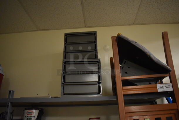 Gray Metal Shelving Unit w/ Contents Including Chair, Paint and Binders. BUYER MUST REMOVE. Includes 98x19x72. (Maintenance Room) - Image 3 of 7