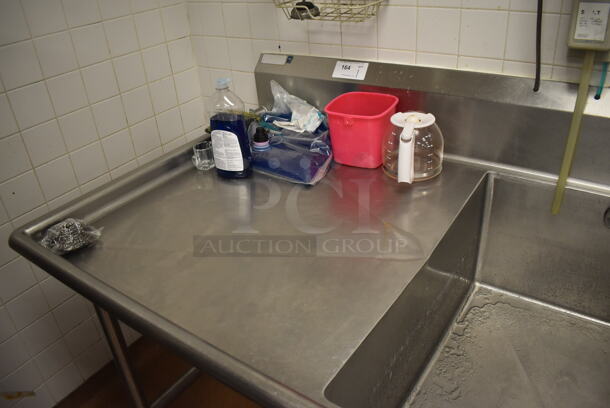 Stainless Steel Commercial 3 Bay Sink w/ Dual Drain Boards, 2 Faucets, 2 Handle Sets and Spray Nozzle Attachment. BUYER MUST REMOVE. 134x36x48. Bays 24x30x14. Drain Boards 28x32x2. (Restaurant Kitchen) - Image 6 of 7