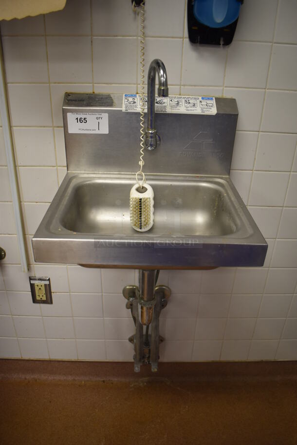 Advance Tabco Stainless Steel Commercial Single Bay Wall Mount Sink w/ Faucet and Food Pedals. BUYER MUST REMOVE. 17.5x15.5x19. (Restaurant Kitchen)