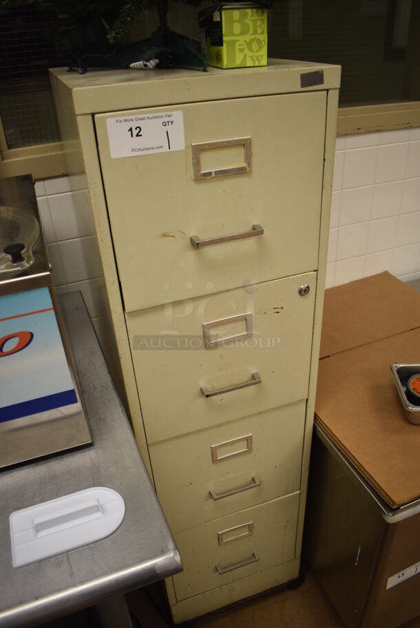 Tan Metal 4 Drawer Filing Cabinet on Commercial Casters. 15x19x54.5. (Pastry Kitchen) - Image 3 of 7