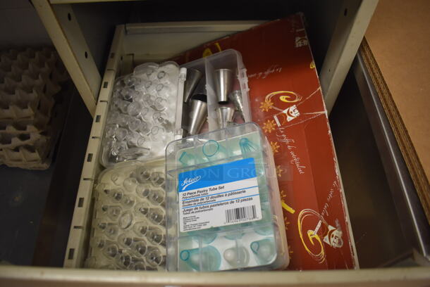 Tan Metal 4 Drawer Filing Cabinet on Commercial Casters. 15x19x54.5. (Pastry Kitchen) - Image 6 of 7