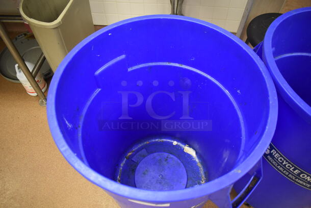 2 Blue Poly Trash Cans on Trash Can Dollies. 24x24x36. 2 Times Your Bid! (Restaurant Kitchen) - Image 2 of 4