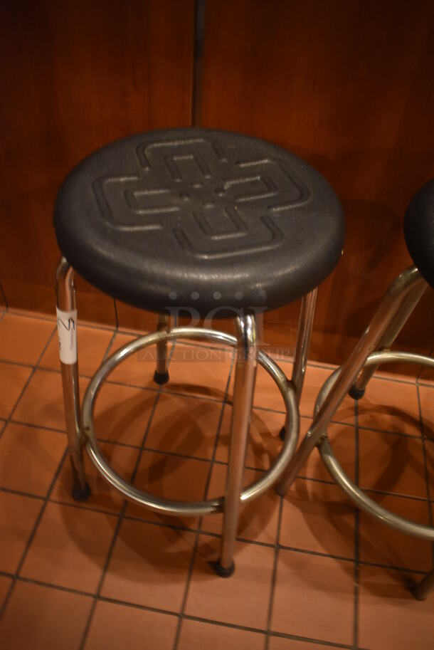 3 Metal Stools w/ Black Seat. 16x16x26. 3 Times Your Bid! (Demo Kitchen) - Image 2 of 3