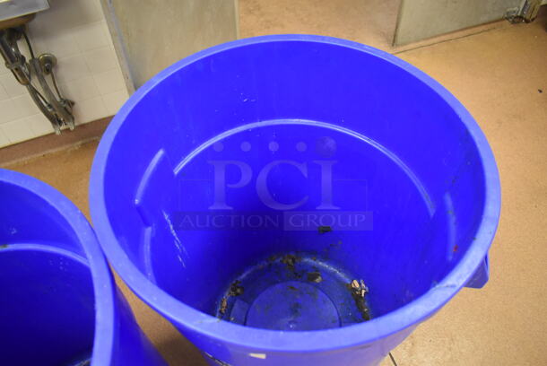 2 Blue Poly Trash Cans on Trash Can Dollies. 24x24x36. 2 Times Your Bid! (Restaurant Kitchen) - Image 3 of 4
