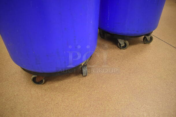 2 Blue Poly Trash Cans on Trash Can Dollies. 24x24x36. 2 Times Your Bid! (Restaurant Kitchen) - Image 4 of 4