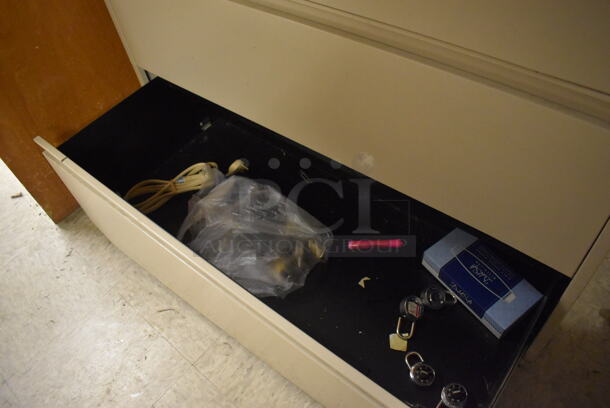Tan Metal 4 Drawer Filing Cabinet w/ Contents. 42x20x50. (Maintenance Room) - Image 5 of 5