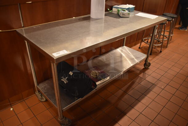 Stainless Steel Table w/ Stainless Steel Under Shelf on Commercial Casters. Does Not Include Contents. 72x30x36. (Demo Kitchen) - Image 4 of 5