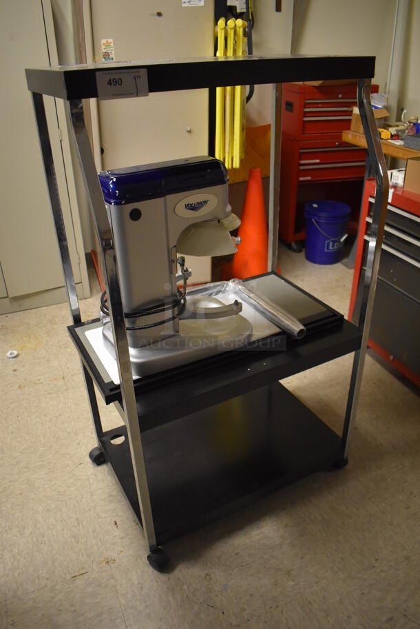 Black Metal 3 Tier Cart w/ Broken Vollrath 8 Quart Mixer on Commercial Casters. 30x20x52. (Maintenance Room) - Image 2 of 4