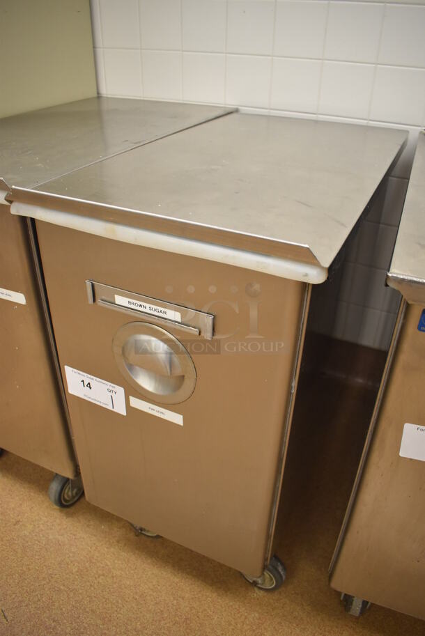 Win-holt Stainless Steel Commercial Ingredient Bin w/ Lid on Commercial Casters. 15.5x27.5x27.5. (Pastry Kitchen) - Image 2 of 4