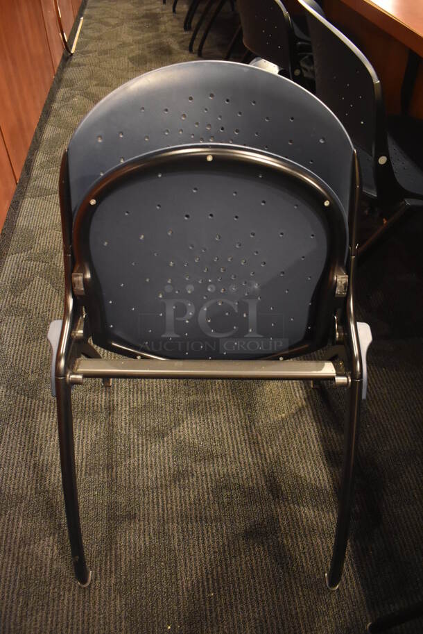13 Blue Poly Seats w/ Metal Frame. Seat Folds Up. Stock Picture - Cosmetic Condition May Vary. 22x20x32. 13 Times Your Bid! (Demo Kitchen) - Image 4 of 7