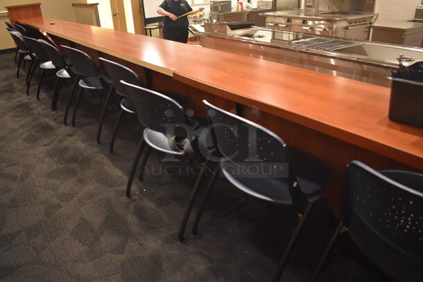 13 Blue Poly Seats w/ Metal Frame. Seat Folds Up. Stock Picture - Cosmetic Condition May Vary. 22x20x32. 13 Times Your Bid! (Demo Kitchen) - Image 6 of 7