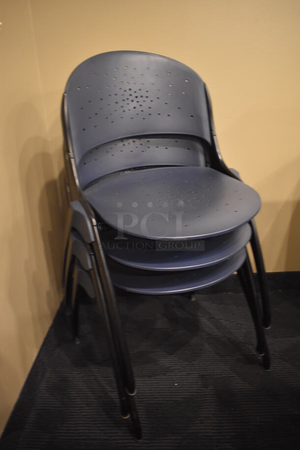 13 Blue Poly Seats w/ Metal Frame. Seat Folds Up. Stock Picture - Cosmetic Condition May Vary. 22x20x32. 13 Times Your Bid! (Demo Kitchen) - Image 7 of 7