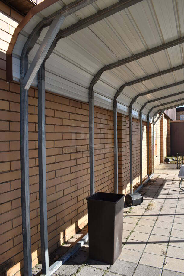25' Long Outdoor Metal Awning / Car Port. BUYER MUST REMOVE. 142x300x120. (Outside) - Image 5 of 6