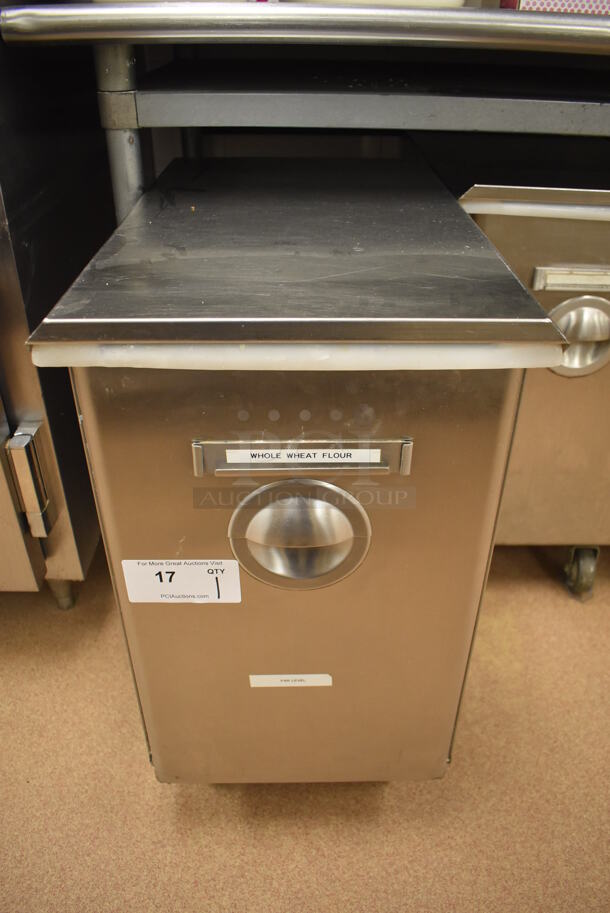 Win-holt Stainless Steel Commercial Ingredient Bin w/ Lid on Commercial Casters. 15.5x27.5x27.5. (Pastry Kitchen) - Image 1 of 4
