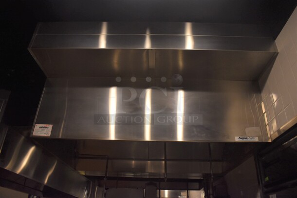 6.5' Aquamatic 5430 AM-SCA-N Stainless Steel Commercial Grease Hood w/ Make Up Air Fan. BUYER MUST REMOVE. 80x54x35, 80x16x12. (Demo Kitchen)