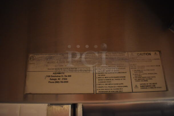 6.5' Aquamatic 5430 AM-SCA-N Stainless Steel Commercial Grease Hood w/ Make Up Air Fan. BUYER MUST REMOVE. 80x54x35, 80x16x12. (Demo Kitchen) - Image 5 of 8