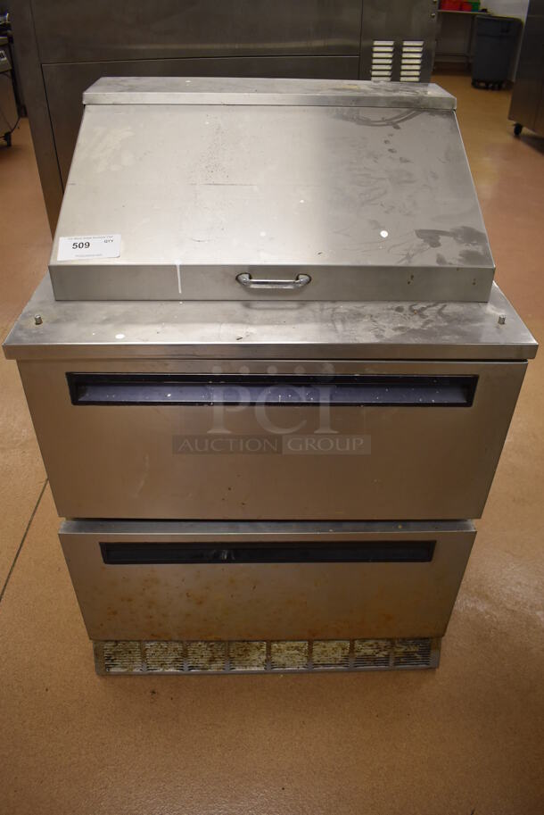 Delfield D4032 Stainless Steel Commercial Sandwich Salad Prep Table Mega Top w/ 2 Drawers. 115 Volts, 1 Phase. 32x30x48. Tested and Working! (Education Kitchen 2)