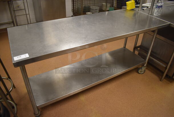 Stainless Steel Table w/ Metal Under Shelf on Commercial Casters. 72x30x36. (Restaurant Kitchen) - Image 4 of 4