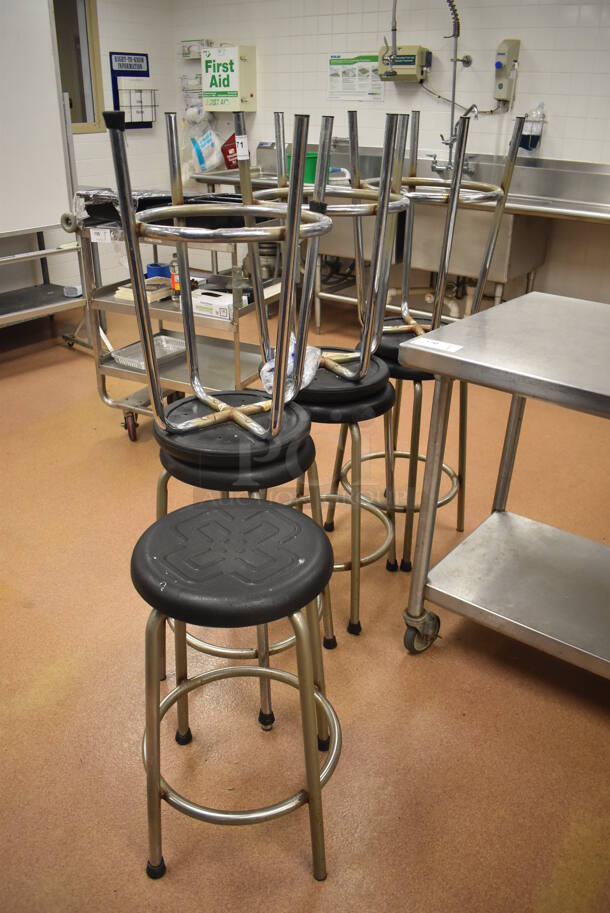 8 Metal Stools w/ Black Seat. 16x16x27. 8 Times Your Bid! (Restaurant Kitchen) - Image 2 of 3