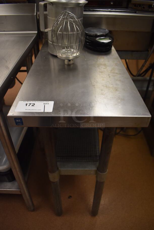 Stainless Steel Table w/ Metal Under Shelf. Does Not Include Contents. 15x30x36. (Restaurant Kitchen)