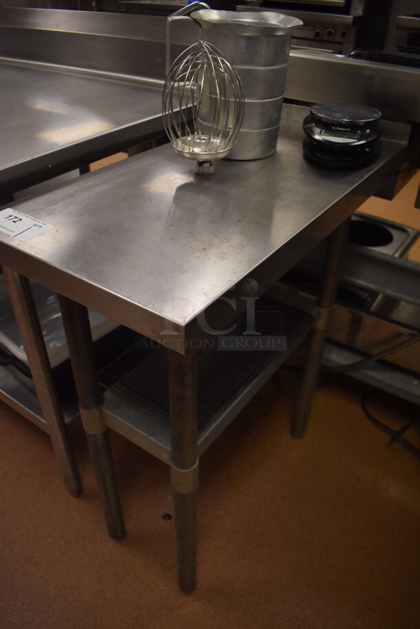Stainless Steel Table w/ Metal Under Shelf. Does Not Include Contents. 15x30x36. (Restaurant Kitchen) - Image 2 of 4