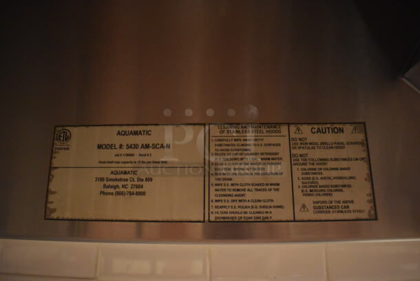 6.5' Aquamatic 5430 AM-SCA-N Stainless Steel Commercial Grease Hood w/ Make Up Air Fan. BUYER MUST REMOVE. 80x54x35, 80x16x12. (Demo Kitchen) - Image 6 of 8