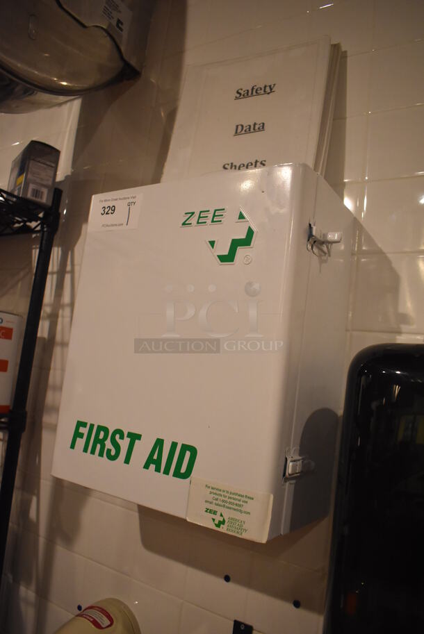 White Metal Wall Mount First Aid Kit. BUYER MUST REMOVE. 14x7.5x16.5. (Demo Kitchen) - Image 2 of 4