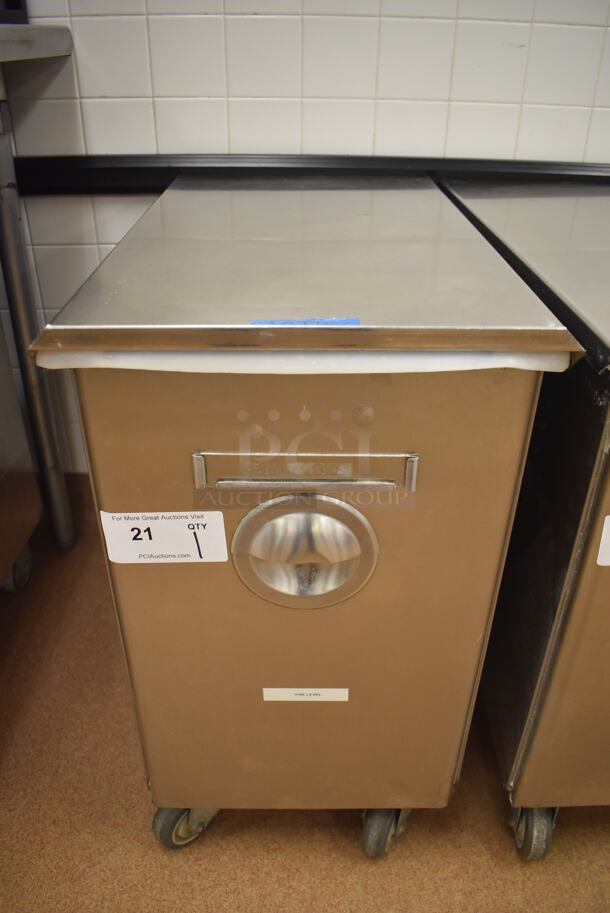 Win-holt Stainless Steel Commercial Ingredient Bin w/ Lid on Commercial Casters. 15.5x27.5x27.5. (Pastry Kitchen)