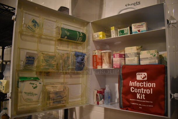 White Metal Wall Mount First Aid Kit. BUYER MUST REMOVE. 14x7.5x16.5. (Demo Kitchen) - Image 3 of 4