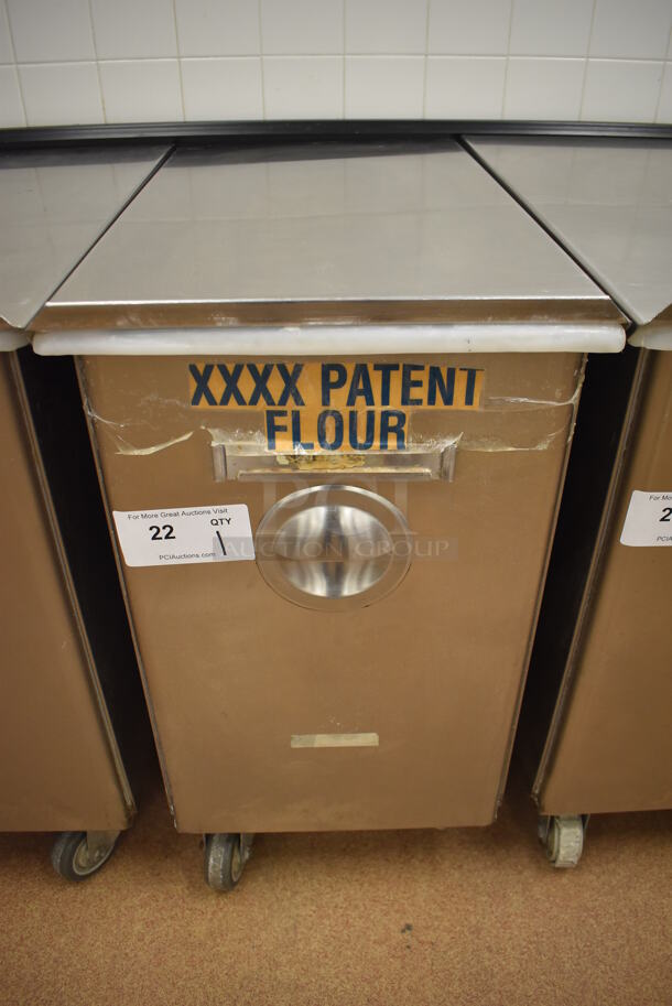 Win-holt Stainless Steel Commercial Ingredient Bin w/ Lid on Commercial Casters. 15.5x27.5x27.5. (Pastry Kitchen) - Image 1 of 4
