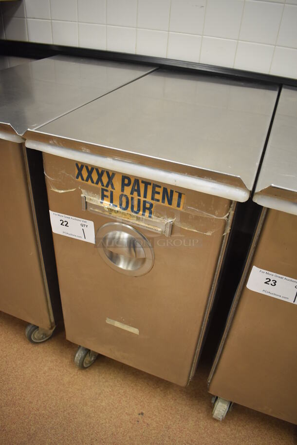 Win-holt Stainless Steel Commercial Ingredient Bin w/ Lid on Commercial Casters. 15.5x27.5x27.5. (Pastry Kitchen) - Image 2 of 4