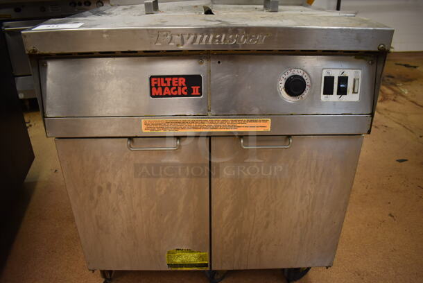 Frymaster FM145ESC Stainless Steel Commercial Floor Style Single Bay Deep Fat Fryer w/ Left Side Dump Station and 2 Lids on Commercial Casters. 122,000 BTU. (Education Kitchen 2) - Image 4 of 10