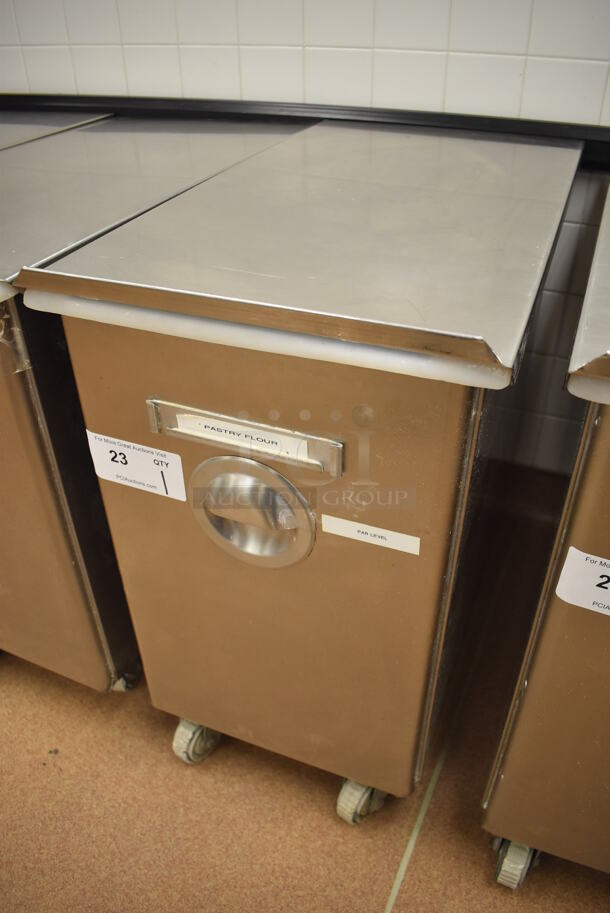 Win-holt Stainless Steel Commercial Ingredient Bin w/ Lid on Commercial Casters. 15.5x27.5x27.5. (Pastry Kitchen) - Image 2 of 4