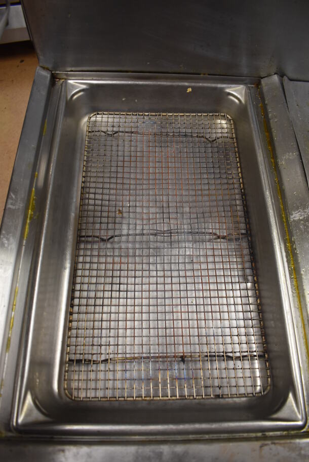 Frymaster FM145ESC Stainless Steel Commercial Floor Style Single Bay Deep Fat Fryer w/ Left Side Dump Station and 2 Lids on Commercial Casters. 122,000 BTU. (Education Kitchen 2) - Image 8 of 10