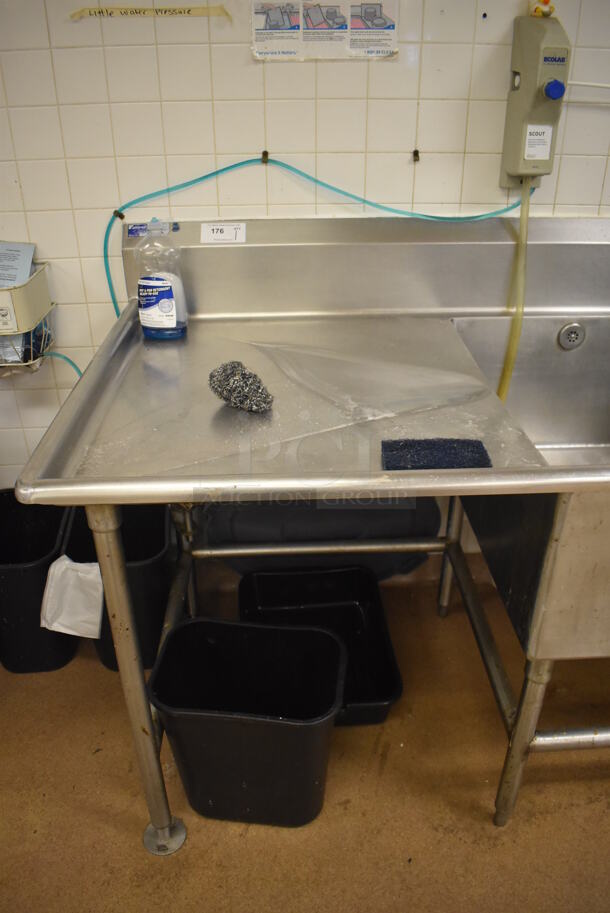 Stainless Steel Commercial 3 Bay Sink w/ Dual Drain Boards, 2 Faucets, 2 Handle Sets and Spray Nozzle Attachment. BUYER MUST REMOVE. 134x36x43. Bays 24x30x14. Drain Boards 28x32x2. (Education Kitchen 2) - Image 3 of 7