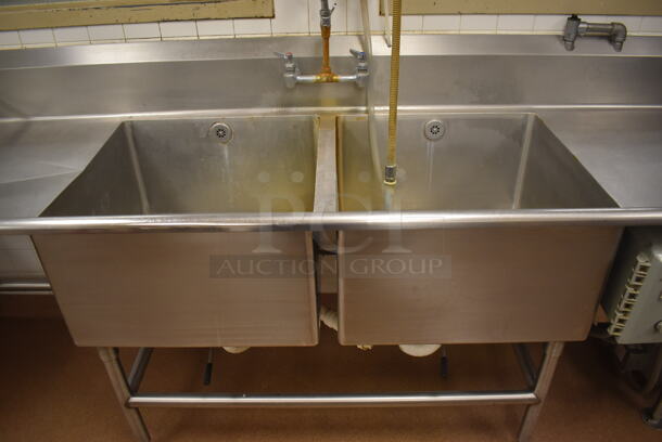 Stainless Steel 2 Bay Sink w/ Faucet, Handles, Spray Nozzle Attachment, Drain Board, Master Disposer CCRM-E Control Box and Master Disposer C12-L-SK-CCRM Garbage Disposal. BUYER MUST REMOVE. 125x30x44. Bays 24x24x14. Drain Board 34x26x2. (Pastry Kitchen) - Image 3 of 12
