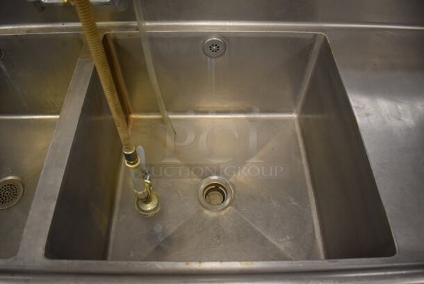 Stainless Steel 2 Bay Sink w/ Faucet, Handles, Spray Nozzle Attachment, Drain Board, Master Disposer CCRM-E Control Box and Master Disposer C12-L-SK-CCRM Garbage Disposal. BUYER MUST REMOVE. 125x30x44. Bays 24x24x14. Drain Board 34x26x2. (Pastry Kitchen) - Image 6 of 12