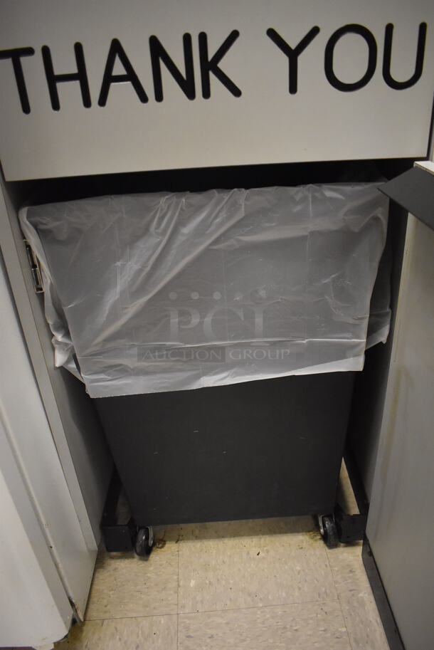 4 Gray Trash Can Shells w/ Trash Deposit Flap, Door and Poly Trash Can. 23x23x42.5. 4 Times Your Bid! (Student Lounge) - Image 2 of 7