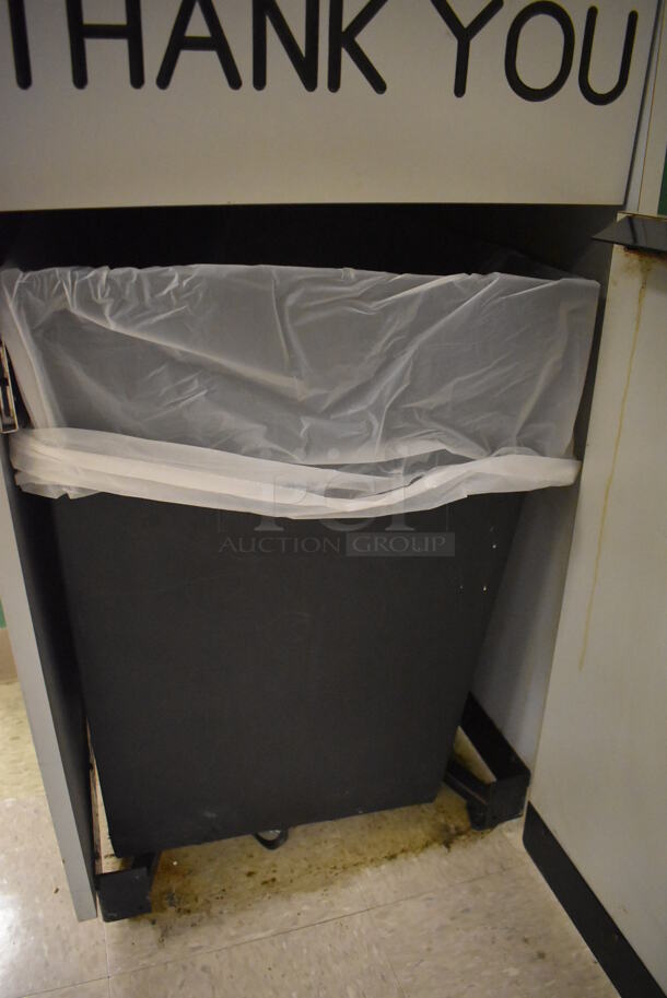 4 Gray Trash Can Shells w/ Trash Deposit Flap, Door and Poly Trash Can. 23x23x42.5. 4 Times Your Bid! (Student Lounge) - Image 4 of 7