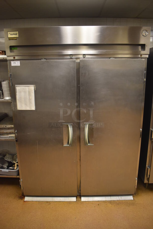 Delfield SRRI2-S Stainless Steel Commercial 2 Door Roll In Rack Cooler w/ Ramps. 115 Volts, 1 Phase. 66x38x89.5. Tested and Working! (Education Kitchen 2)