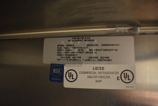 Delfield SRRI2-S Stainless Steel Commercial 2 Door Roll In Rack Cooler w/ Ramps. 115 Volts, 1 Phase. 66x38x89.5. Tested and Working! (Education Kitchen 2) - Image 6 of 6