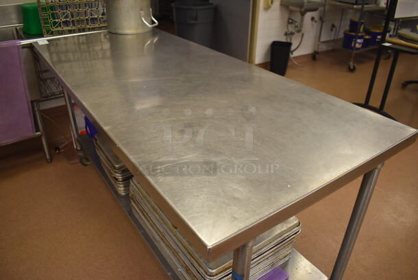 Stainless Steel Table w/ Under Shelf on Commercial Casters. Includes Half and Full Size Baking Pans. 72x30x36. (Pastry Kitchen) - Image 2 of 5