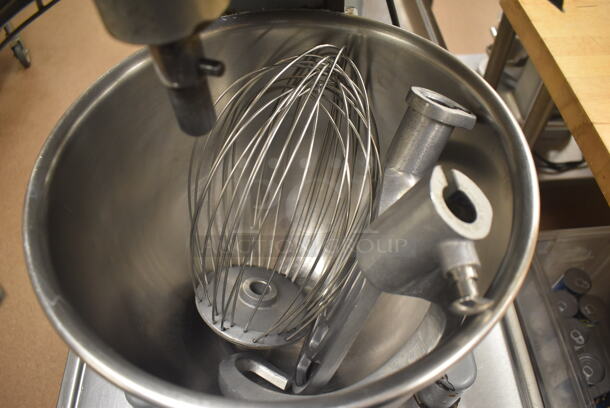 Hobart A200 Metal Commercial Countertop 20 Quart Planetary Dough Mixer w/ Stainless Steel Mixing Bowl, Bowl Guard, Whisk, Paddle, 2 Dough Hook and 2 Pastry Hook Attachments on Stainless Steel Commercial Equipment Stand w/ Under Shelf. 115 Volts, 1 Phase. 17x20x31, 24x30x29. Tested and Working! (Pastry Kitchen) - Image 4 of 9