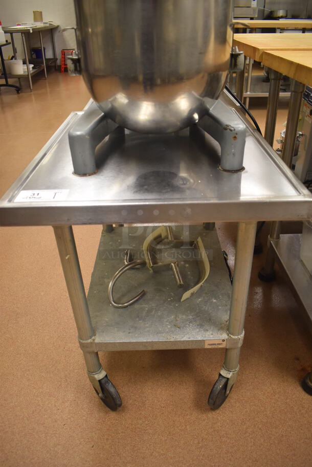 Hobart A200 Metal Commercial Countertop 20 Quart Planetary Dough Mixer w/ Stainless Steel Mixing Bowl, Bowl Guard, Whisk, Paddle, 2 Dough Hook and 2 Pastry Hook Attachments on Stainless Steel Commercial Equipment Stand w/ Under Shelf. 115 Volts, 1 Phase. 17x20x31, 24x30x29. Tested and Working! (Pastry Kitchen) - Image 6 of 9