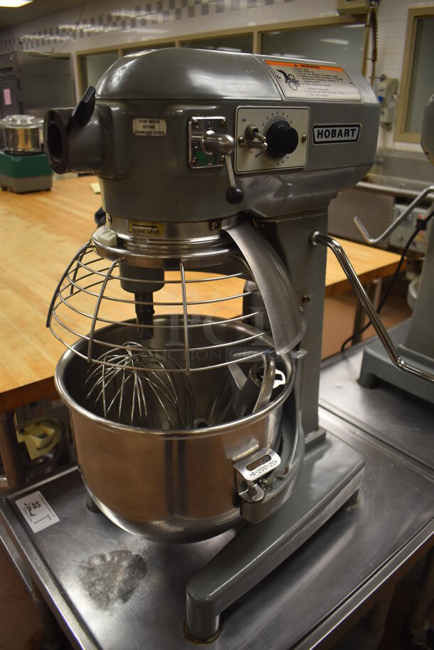 Hobart A200 Metal Commercial Countertop 20 Quart Planetary Dough Mixer w/ Stainless Steel Mixing Bowl, Bowl Guard, Whisk, 2 Paddle, 2 Dough Hook and 2 Pastry Hook Attachments on Stainless Steel Commercial Equipment Stand w/ Under Shelf. 115 Volts, 1 Phase. 17x20x31, 24x30x29. Tested and Working! (Pastry Kitchen) - Image 2 of 10