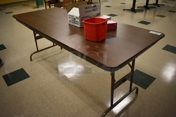 Wood Pattern Folding Table on Metal Legs. Does Not Include Contents. 72x30x30. (Student Lounge)