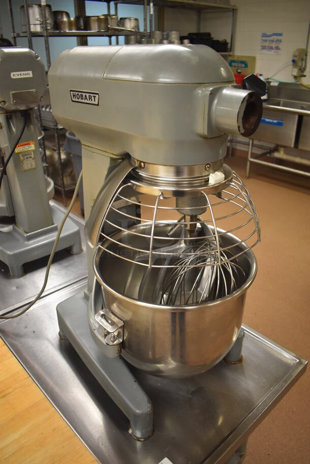 Hobart A200 Metal Commercial Countertop 20 Quart Planetary Dough Mixer w/ Stainless Steel Mixing Bowl, Bowl Guard, Whisk, 2 Paddle, 2 Dough Hook and 2 Pastry Hook Attachments on Stainless Steel Commercial Equipment Stand w/ Under Shelf. 115 Volts, 1 Phase. 17x20x31, 24x30x29. Tested and Working! (Pastry Kitchen) - Image 9 of 10